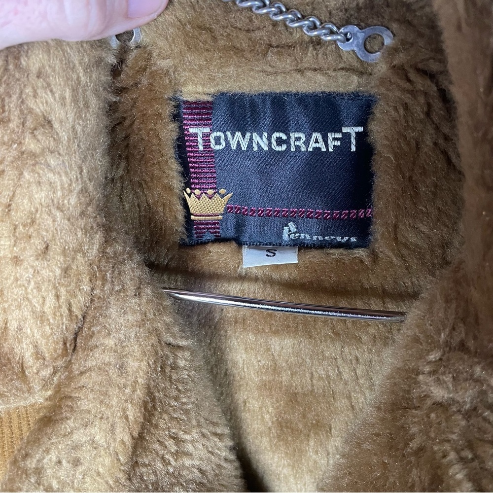 Vintage 70s Corduroy Faux Fur Sherpa Lined Towncraft Rancher Coat Jacket - Picture 6 of 16